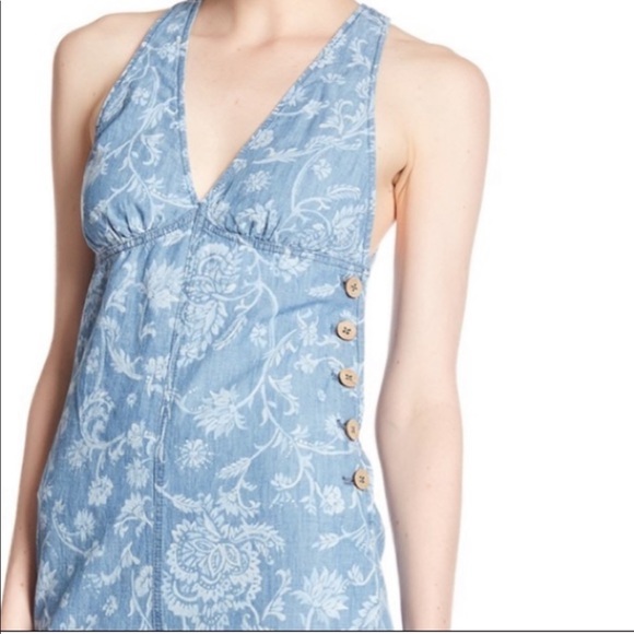 Free People Floral Blue Jumpsuit Romper - Picture 3 of 6
